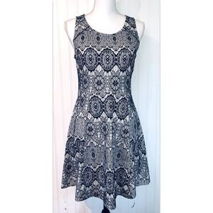 My Michelle Large Dress White Navy Blue Lace Stretch